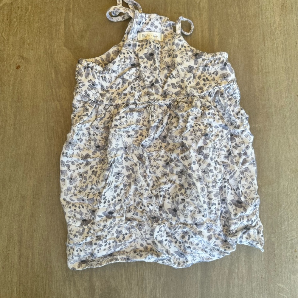 Rylee + Cru Gray Floral Strap Top